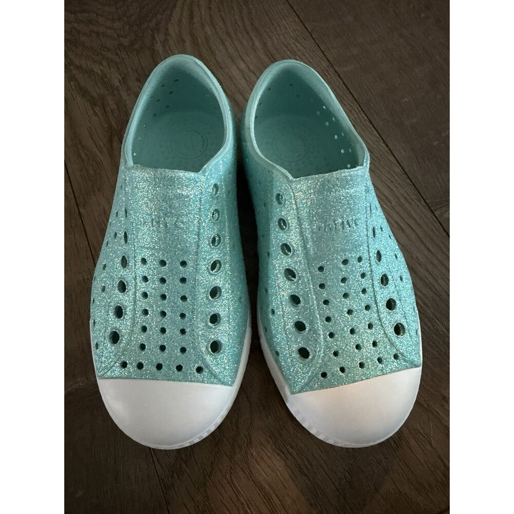 Native Jefferson Girls C10 Blue Bling Glitter Slip On Sneakers New Without Box